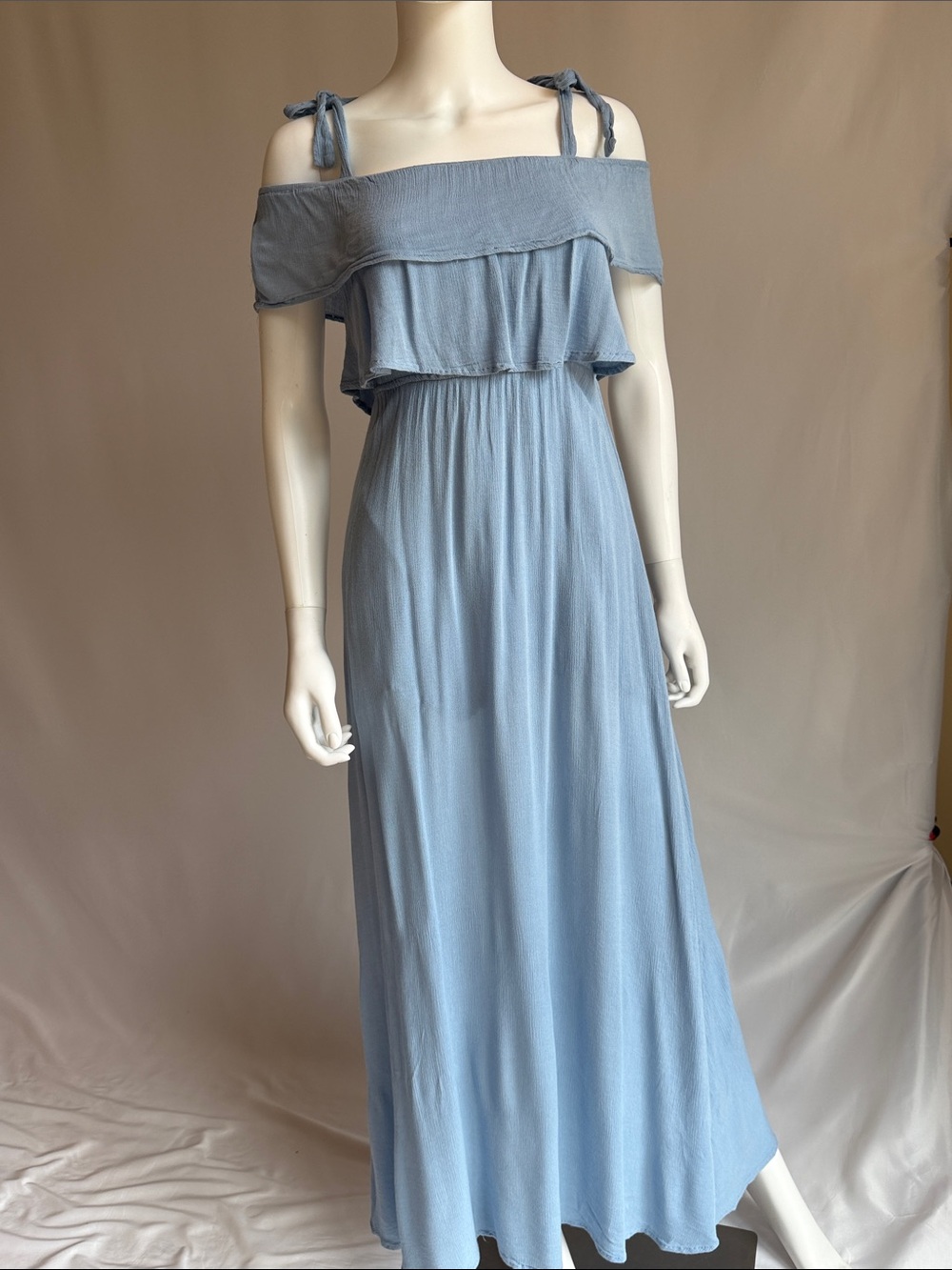 Style Rack Light Blue Ruffle Tie-Shoulder Maxi Dress - Picture 8 of 12